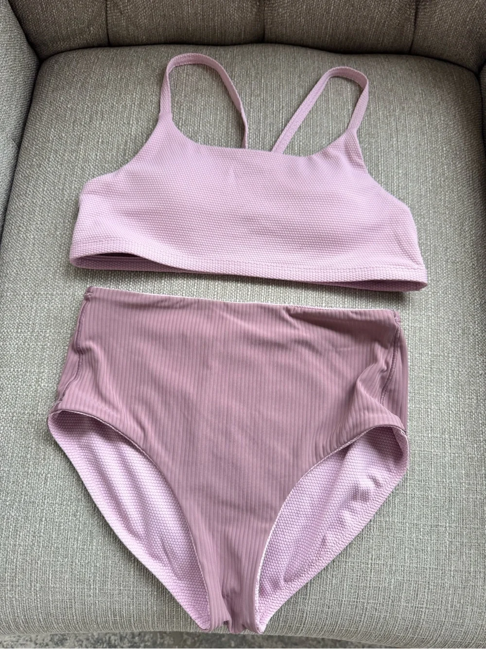 Athleta girl Ribbed Two-Piece High-Waist Bikini Set - Dusty Rose